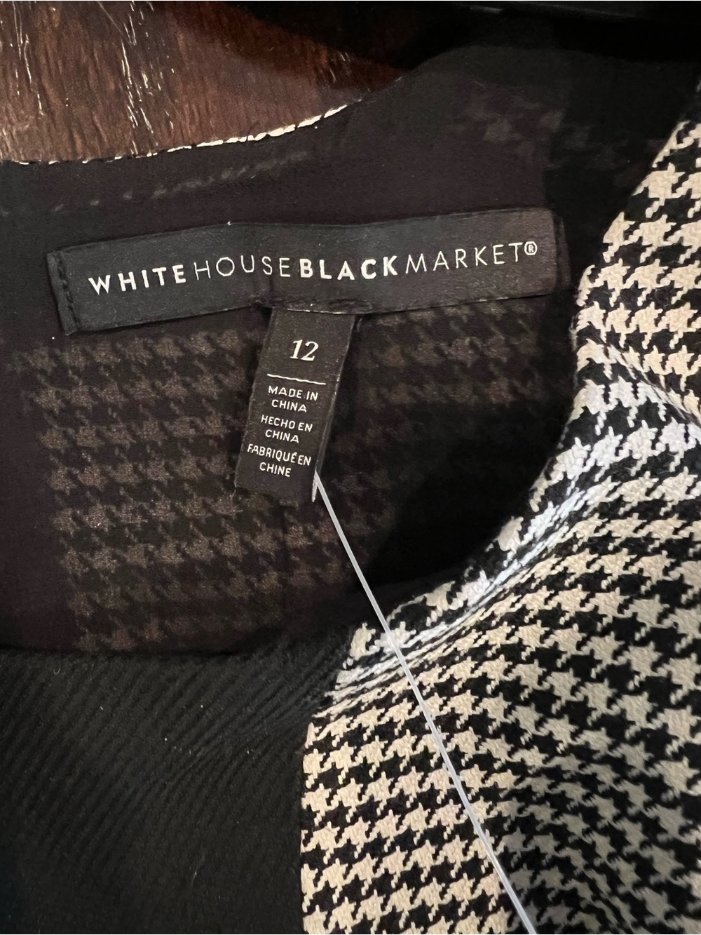 WHBM White House Black Market Houndstooth Sleeveless Top Size 12 EUC - Picture 6 of 12
